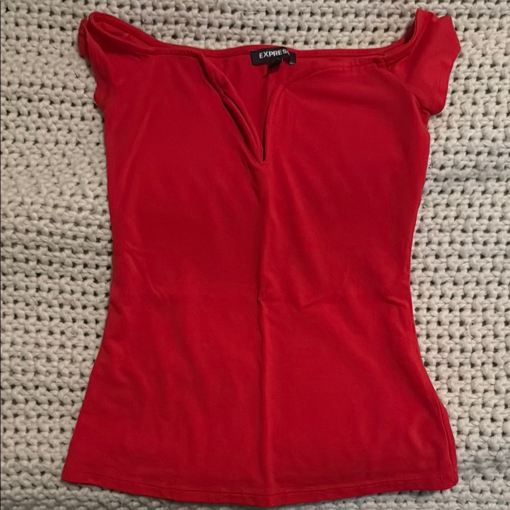 Express Women's Red Off-Shoulder Top